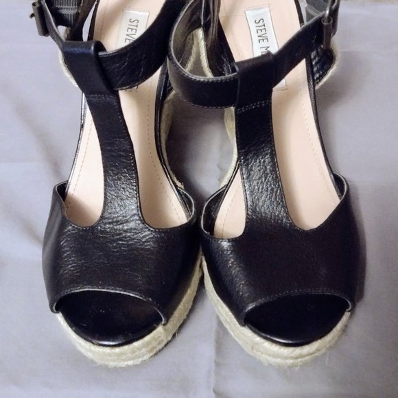 Steve Madden P Wade Black Espadrille Platform Wedge Sandals Size 7M - Picture 9 of 10